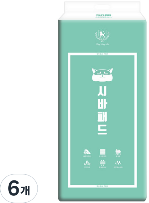 딩동펫 시바 배변패드 레몬향, 50개입, 6개