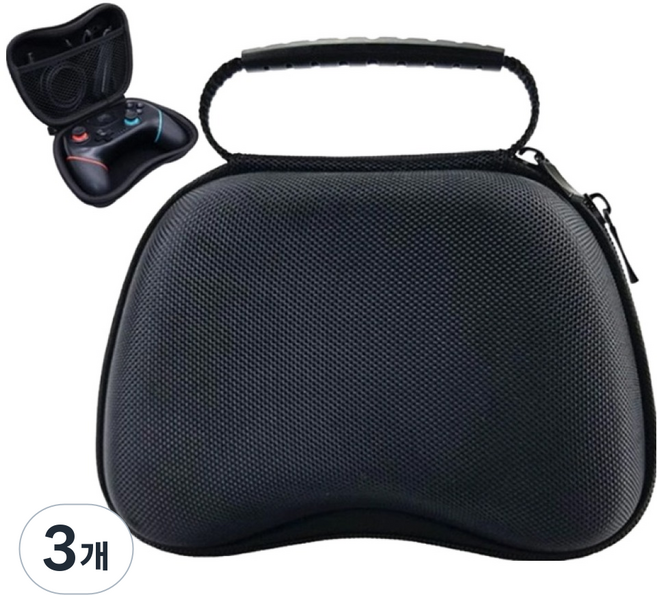 호후 닌텐도 프로콘 플스5 듀얼센스 휴대용 EVA 하드쉴드 파우치 케이스, 블랙, 3개