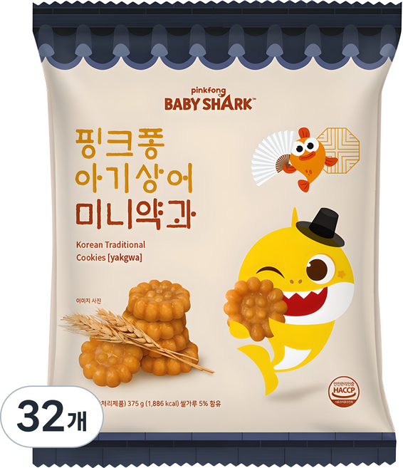 핑크퐁 아기상어 미니약과, 375g, 32개