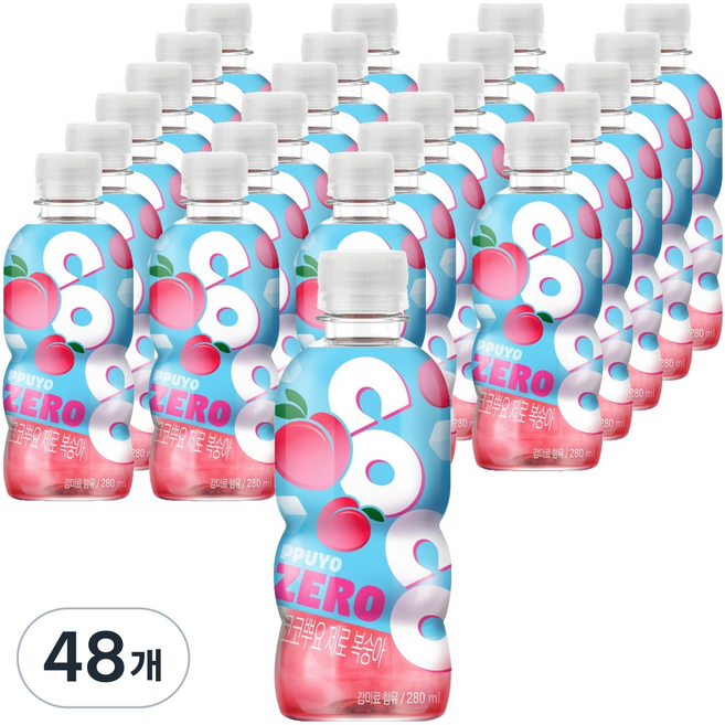 뿌요 팔도 코코뿌요 제로 복숭아, 48개, 280ml