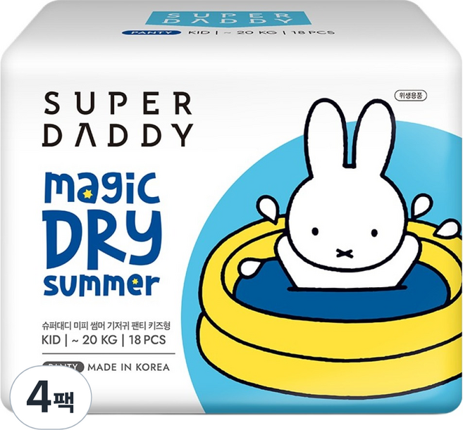슈퍼대디 미피 매직드라이 썸머 팬티형 기저귀, 키즈형(Kid), 72매