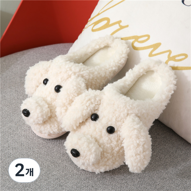 아트조이 푸들 털슬리퍼, 아이보리, 2개