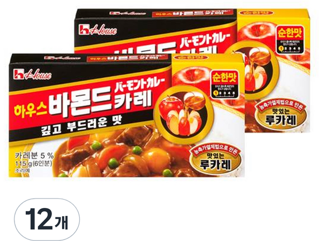 하우스 바몬드카레 순한맛, 115g, 12개
