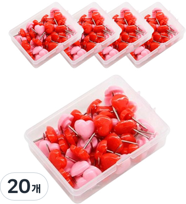마켓감성 하트모양 압정 혼합색상, 50개입, 20개