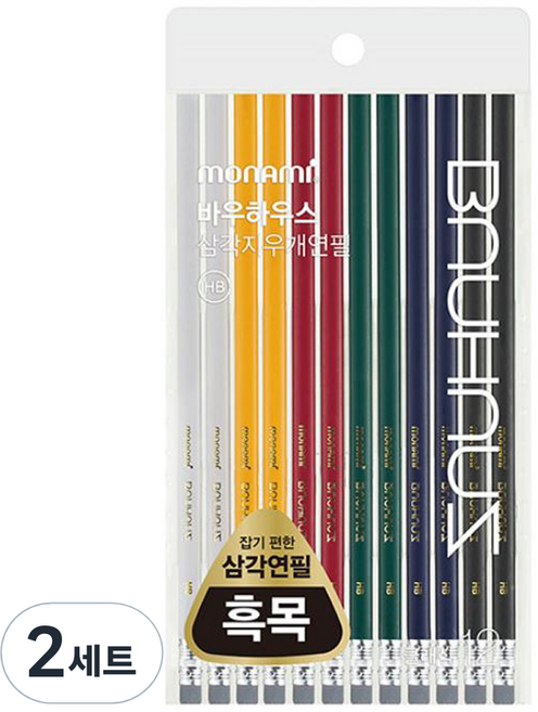 모나미 바우하우스 클래식 삼각지우개 연필 6종 x 2p 세트 B, 혼합색상, 2세트