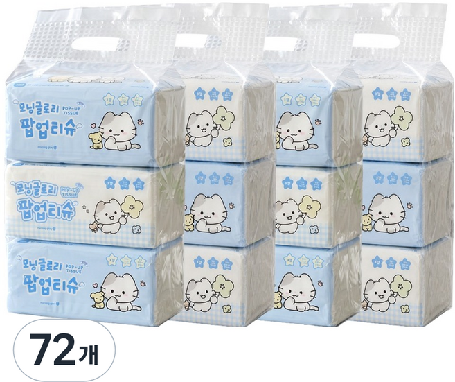 모닝글로리 팝업 티슈 3겹, 72개, 110개입