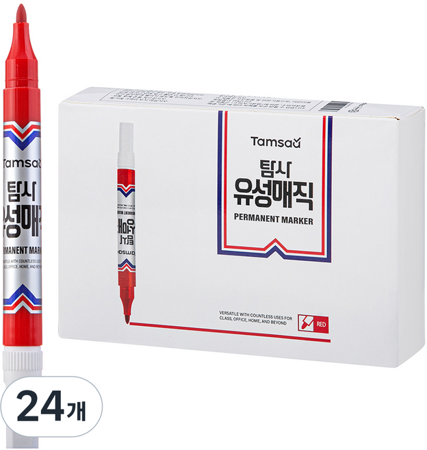 탐사 유성매직 둥근닙, 레드, 24개