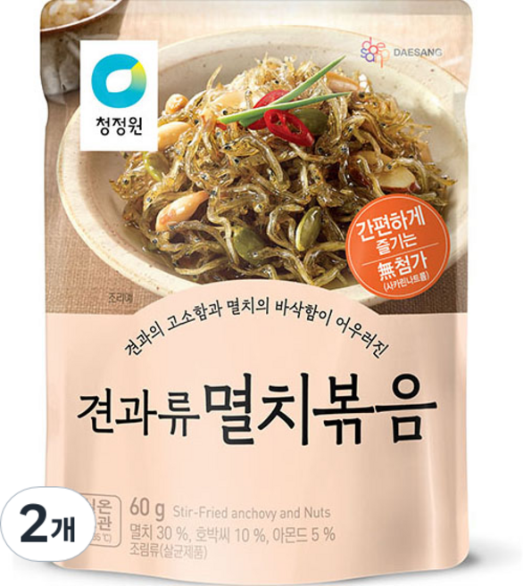 청정원 견과류 멸치볶음, 60g, 2개