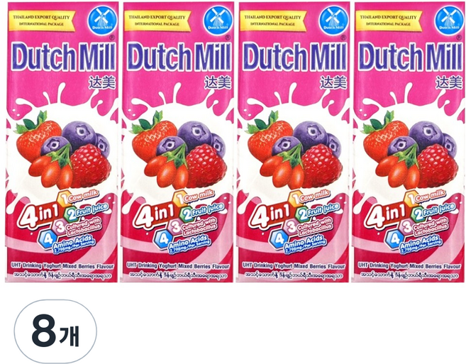 더치밀 요거트 드링크 믹스베리맛, 8개, 180ml