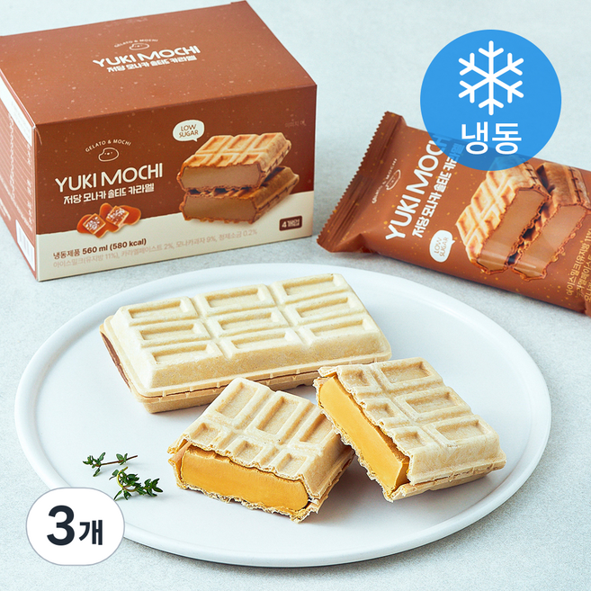 유키모찌 저당 모나카 솔티드 카라멜 (냉동), 3개, 4개입, 140ml