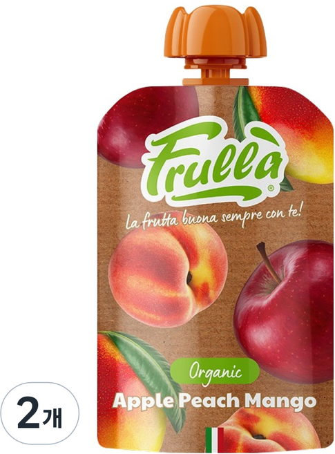 푸루라 유기농 생과일 퓨레, 100g, 2개, 혼합맛(사과/복숭아/망고)