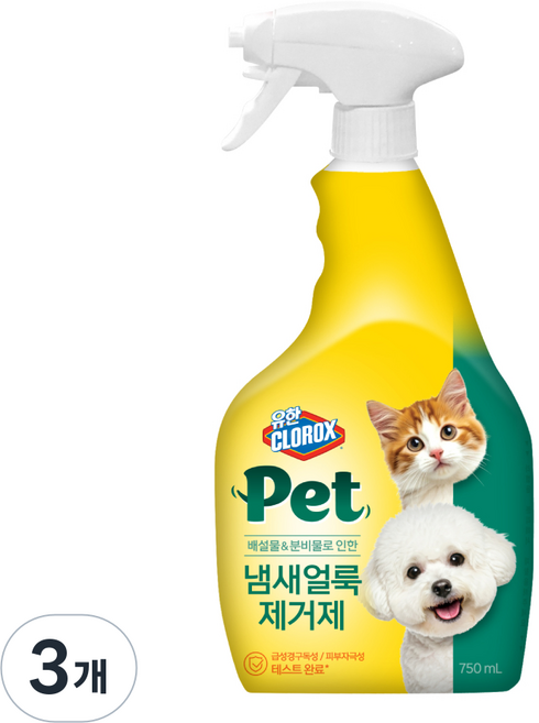 유한락스 반려동물 냄새얼룩 제거제, 750ml, 3개