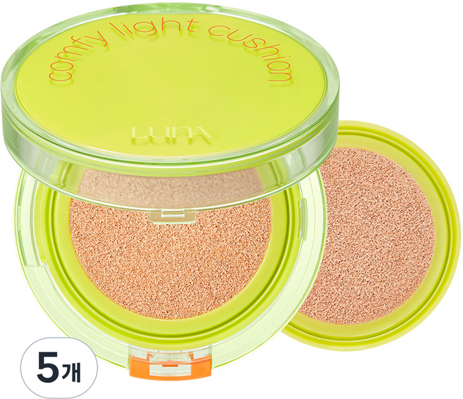 LunA Comfy Light 氣墊粉餅 正裝 12g + 補充蕊 12g 套組, 米色, 5個