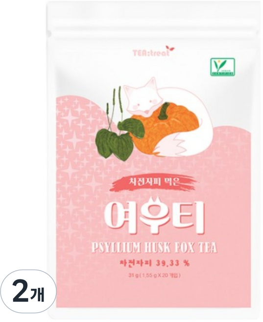 티트리트 차전자피 먹은 여우티, 2개, 20개입, 1.55g