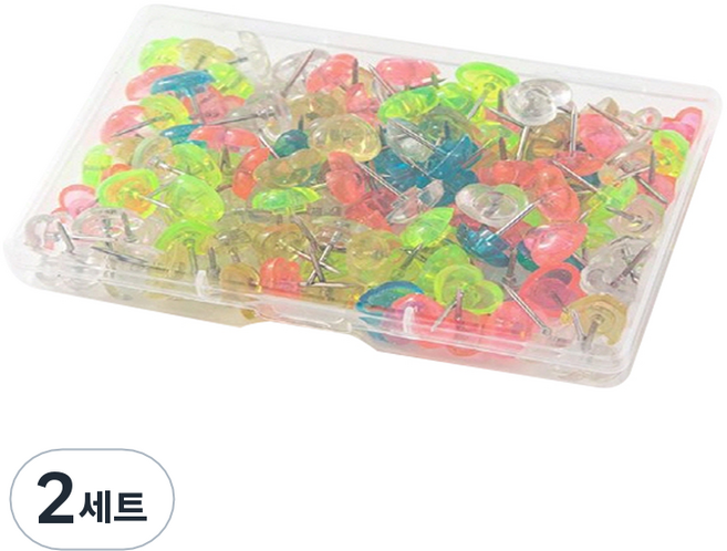 문구담 귀여운 하트모양 압정 50p 세트 투명컬러, 2세트