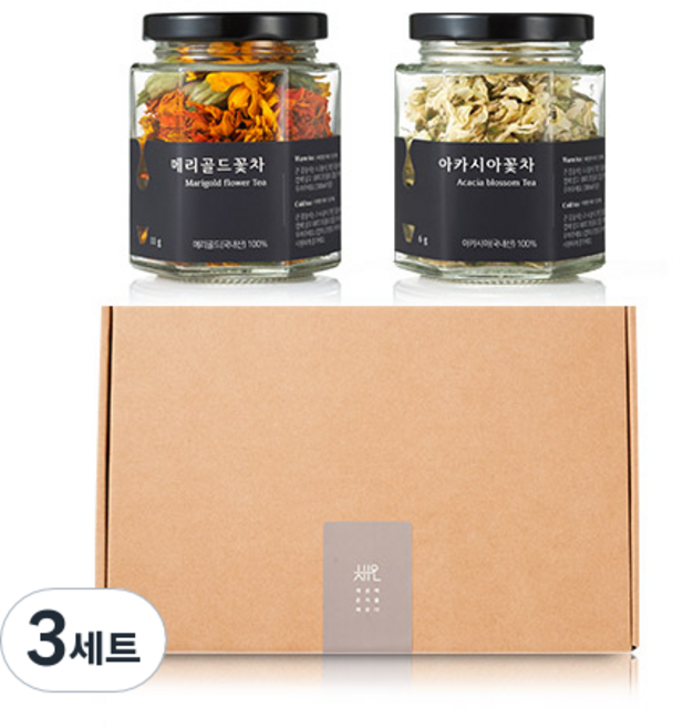 Chaeon 一日晴 花茶2種禮盒組 + 提袋, 3套, 金盞花 11g + 洋槐花 6g