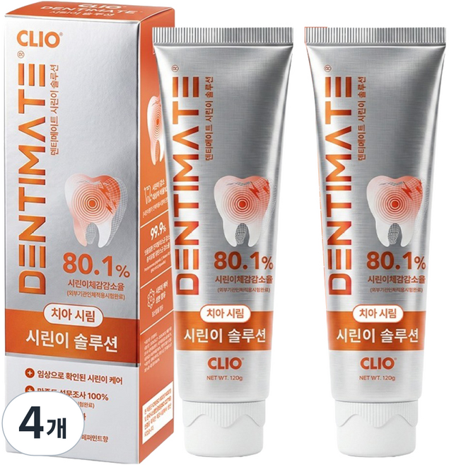 크리오 덴티메이트 시린이 솔루션 시린치아 잇몸치약, 120g, 4개