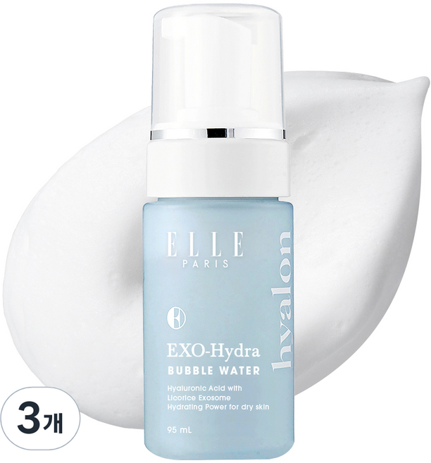 ELLE PARIS EXO 하이드라 2IN1 물광 버블 토너 & 마스크 [수분량 개선 임상], 3개, 95ml