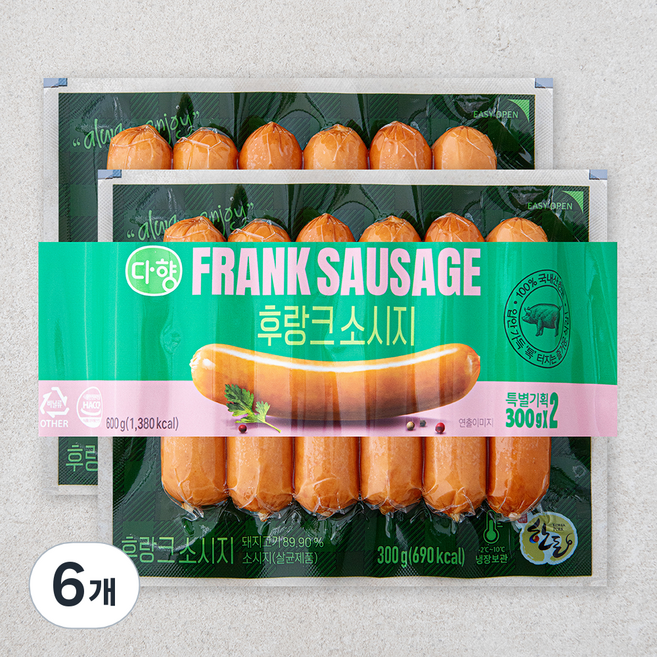 다향 후랑크 소시지, 300g, 6개