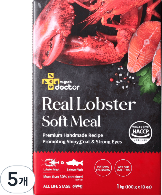마이펫닥터 전연령 강아지 프리미엄 소프트 사료, 랍스터, 1kg, 5개