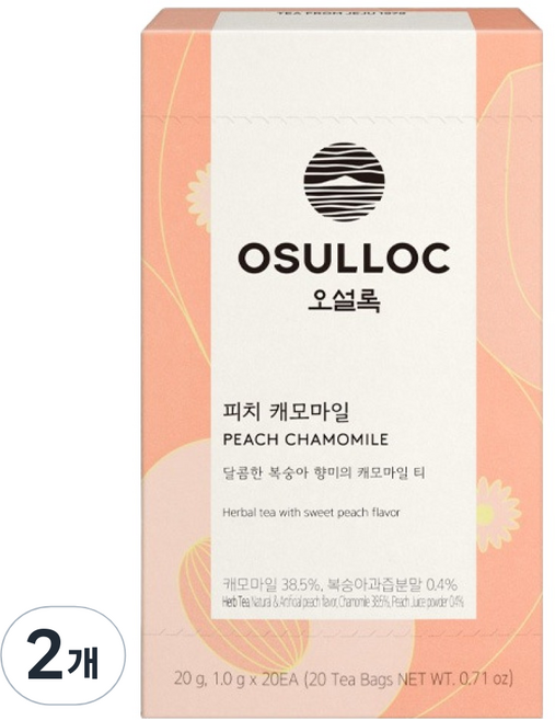 오설록 피치 캐모마일 티백, 1g, 20개입, 2개
