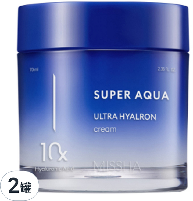 MISSHA Super Aqua 玻尿酸保濕霜, 70ml, 2罐