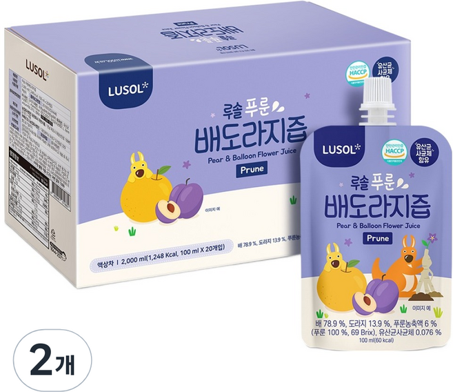 루솔 푸룬 배도라지즙 20p, 2L, 2개