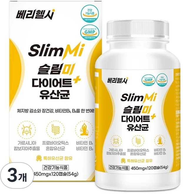 베리헬시 슬림미 다이어트 유산균 54g, 4개, 120정 - 쿠팡