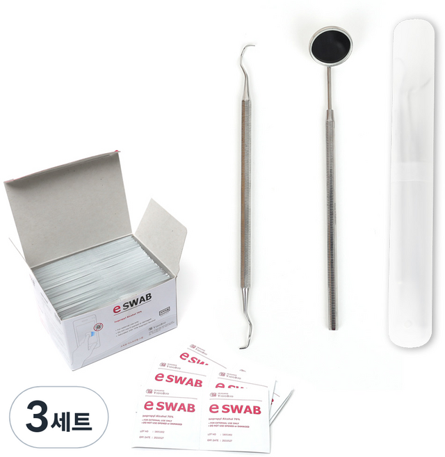 치석 제거기 세트 탐침 B타입 + 치경 + 케이스 + 알콜솜 랜덤발송 100p, 3세트