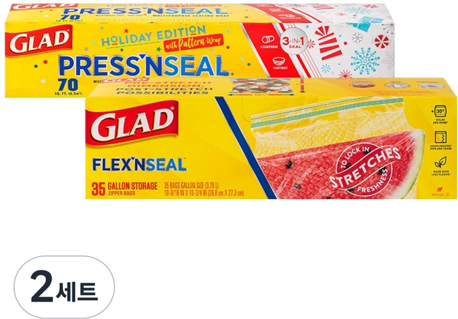 GLAD 佳能 神奇保鮮膜設計版 + 可伸縮保鮮袋 冷藏用 大型 35入組, 2套, 12.3m