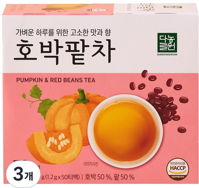 Danongwon 南瓜紅豆茶, 3個, 50入, 1.2g