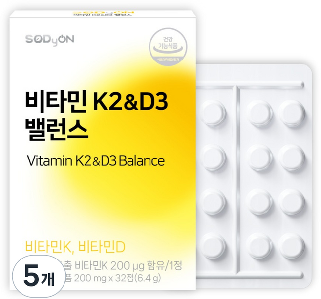 SODyON 維他命K2&D3平衡 骨骼健康 6.4g, 5個, 32錠