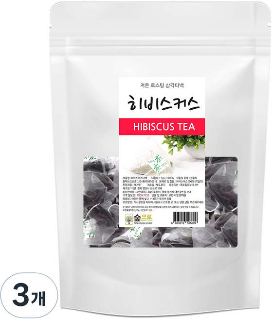 숲으로허브 히비스커스 삼각티백, 3개, 100개입, 1g
