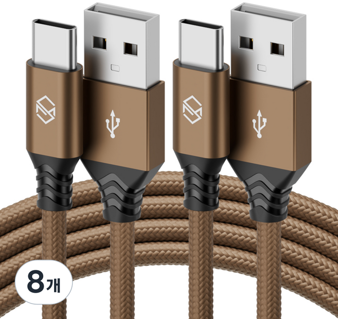신지모루 USB-C 타입 더치 패브릭 케이블, 1m, 브라운, 8개
