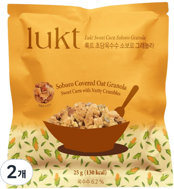 룩트 초당옥수수 소보로 그래놀라, 25g, 2개