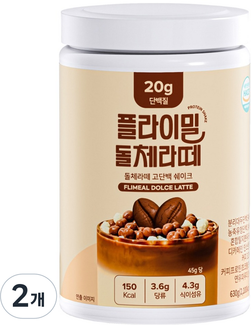플라이밀 돌체라떼 고단백 쉐이크, 630g, 2개