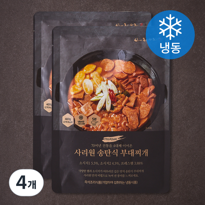 사리원 송탄식 부대찌개 (냉동), 400g, 4개