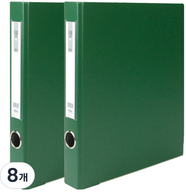마이다스 D링 합지 바인더 파일 명찰형 3cm 3공 A4, 녹색, 8개