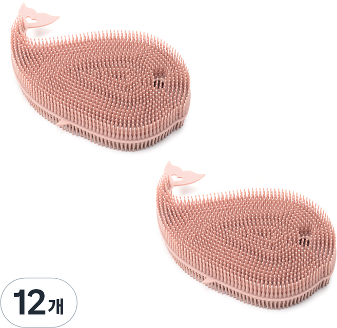 플라이토 국내 제조 국산 실리콘 고래 수세미 브릭레드, 1개입, 12개