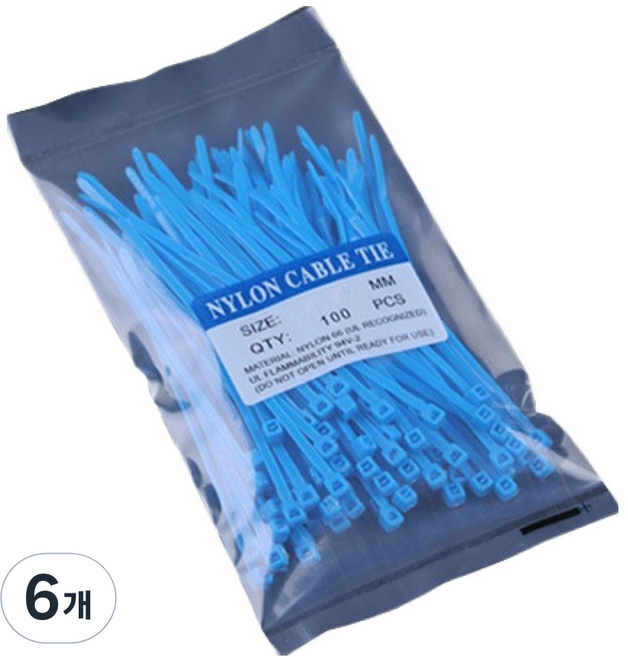 컬러 다용도 고강도 케이블타이 100p TCT-150, 블루, 6개