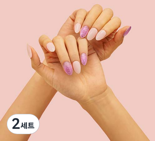 힙칙 네일드 잇 세미 큐어 젤 네일 스트립, 파뷸러스 핑크, 2세트