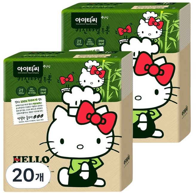 ITC 헬로키티 뽑아쓰는 대나무 키친타월, 3개입, 20개