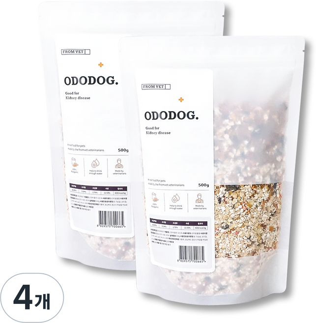 프롬벳 강아지 오도독 건강식 기능성 사료, 500g, 4개