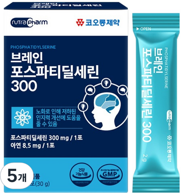 코오롱제약 브레인 포스파티딜세린 300 15p, 5개, 30g