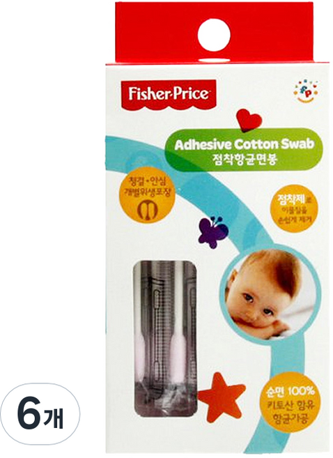 피셔프라이스 베이비점착면봉 개별포장, 50개입, 6개