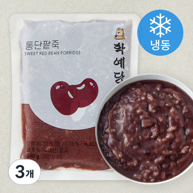 학예당 통단팥죽 (냉동), 300g, 3개