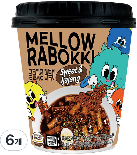 멜로우빈 멜로우 달콤 짜장 라볶이, 170g, 6개