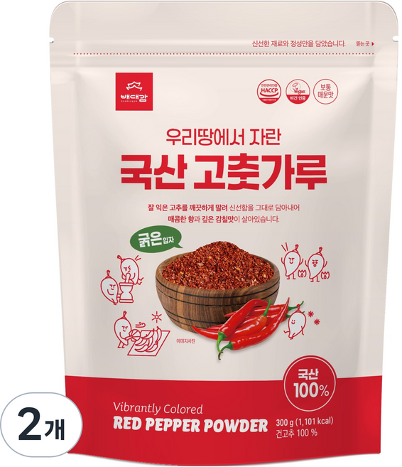Baedaegam 韓國產粗粒辣椒粉, 2個, 300g