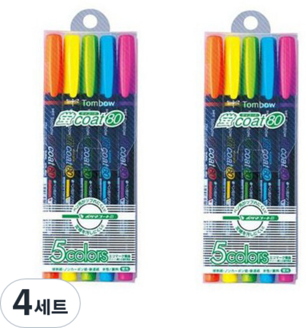 Tombow 蜻蜓牌 螢coat Tombow Cort 螢光筆, 5色, 4套