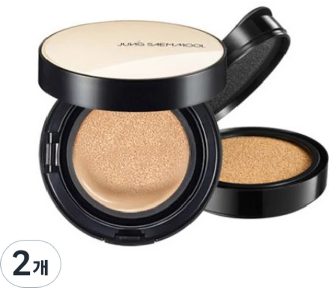 정샘물 에센셜 스킨 누더 쿠션 파운데이션 14g + 리필 쿠션 14g 세트, 미디엄, 2개 - 쿠팡